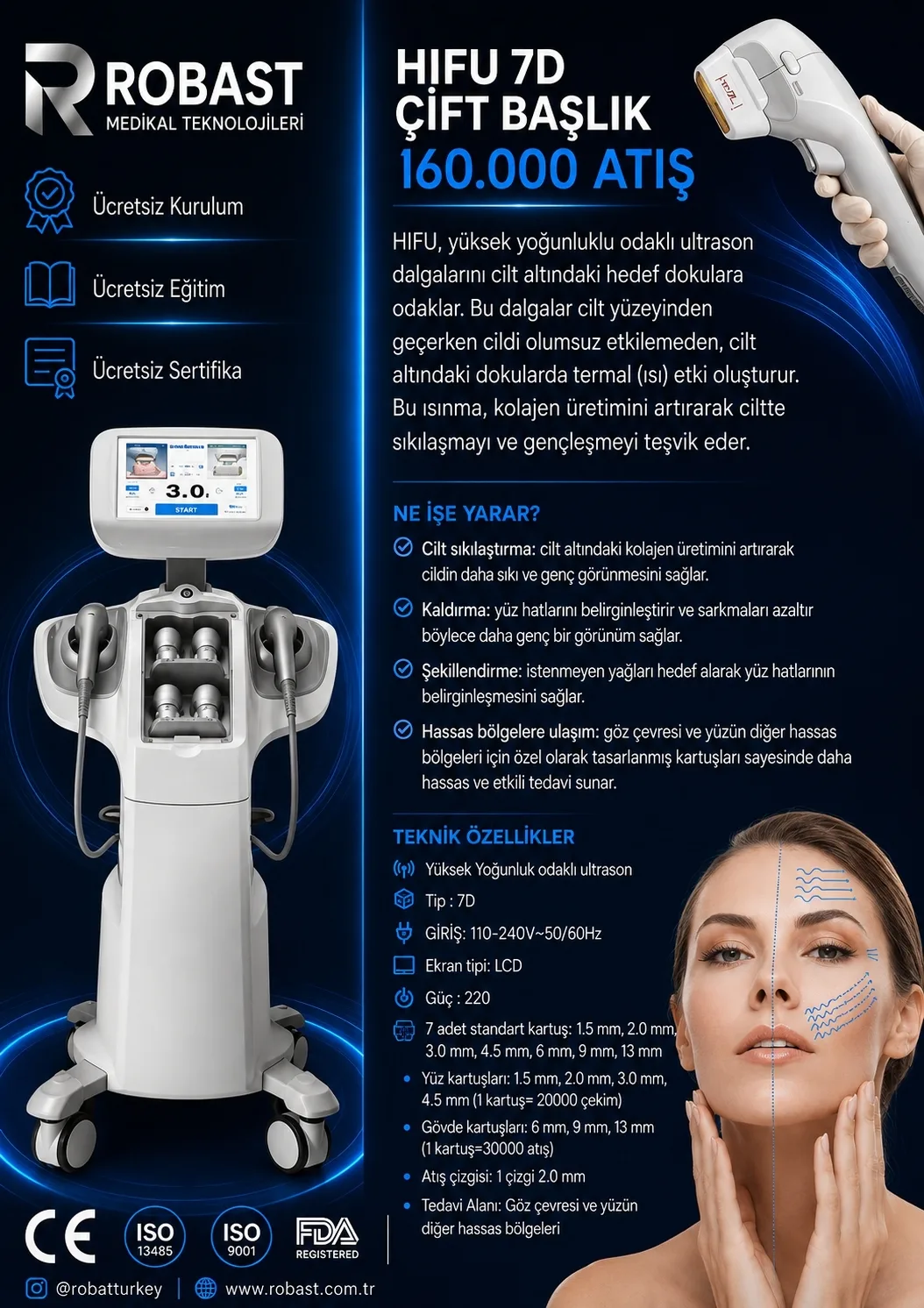 HIFU 7D Çift Başlık - 160.000 Atış