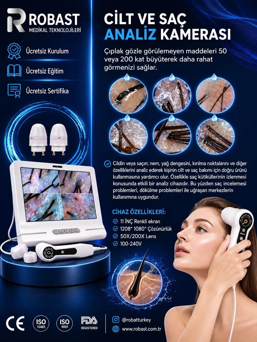 Cilt ve Saç Analiz Kamerası UV
