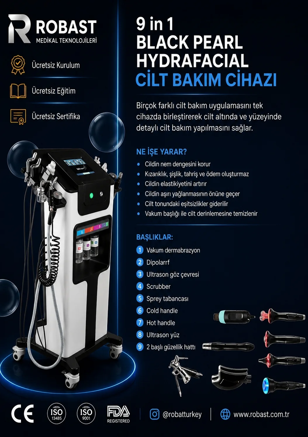 9 in 1 Hydrafacial Black Pearl Cilt Bakım Cihazı